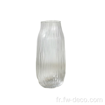 Vase en verre de fleur transparent décoratif en relief en relief à la main